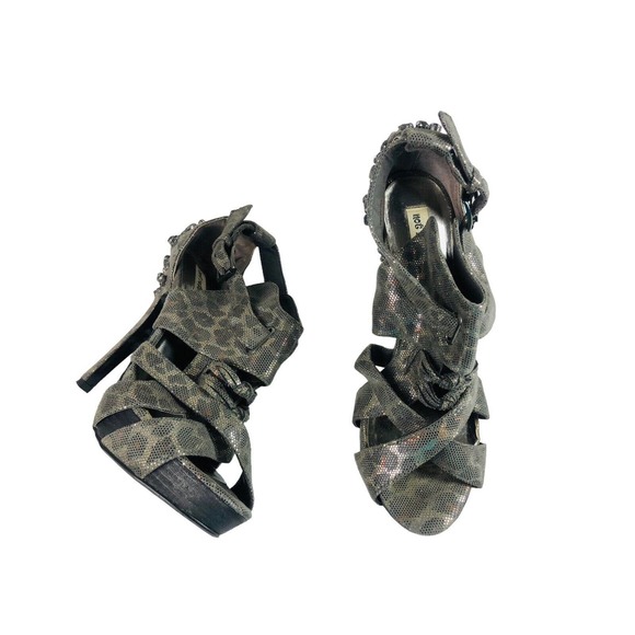 3311 Platform Heels Animal Print Metallic Dance Stripper Studded Rhinestone 10 - Picture 2 of 9